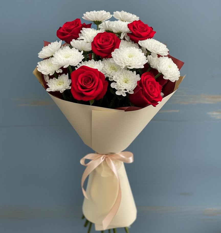 Букет цветов из: Розы и Хризантемы в Морках