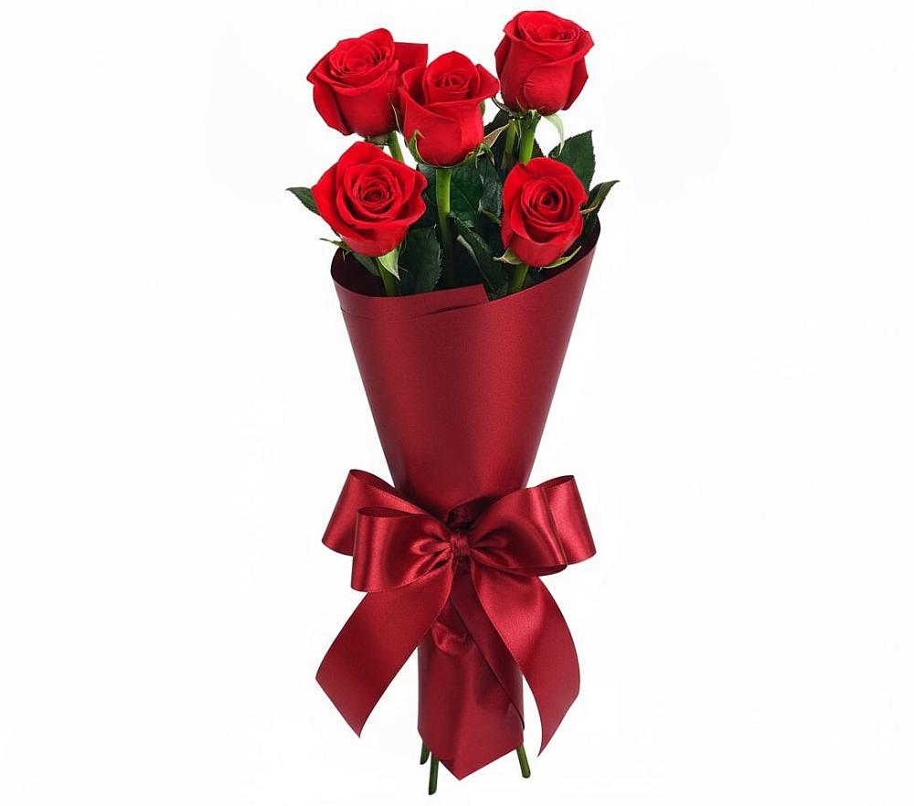 Букет 5 Красных роз Эдлесс Лав в Морках