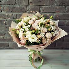 Букет цветов из:  Альстромерии, Розы и Хризантемы в Морках