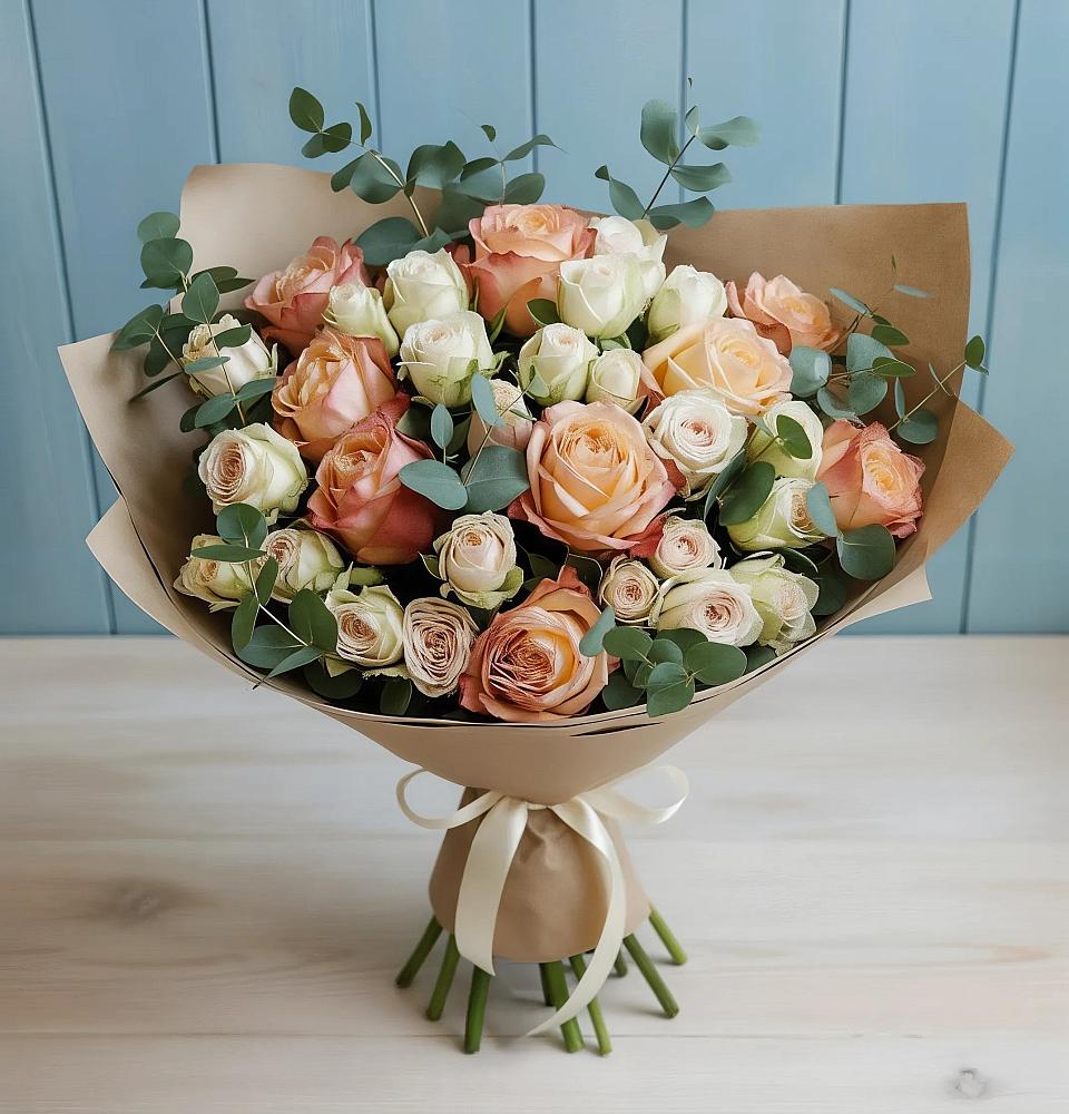 Букет цветов из: Альстромерии и Розы в Морках