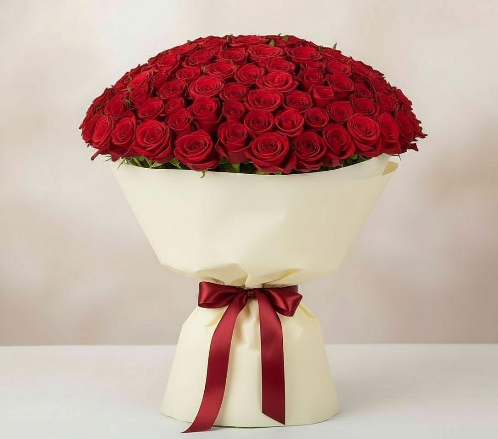 Букет 101 Красная роза Милано в Морках