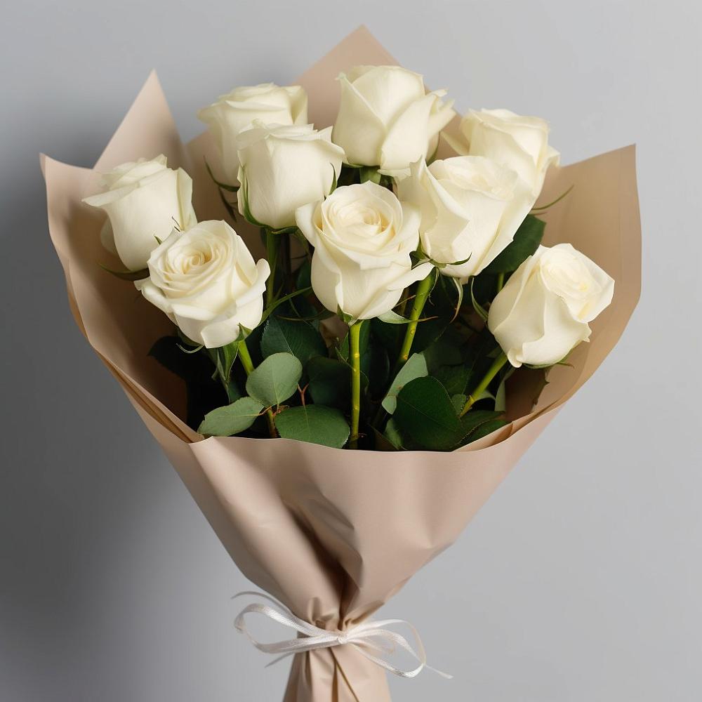 Букет 9 Белых роз Эдлесс Лав в Морках