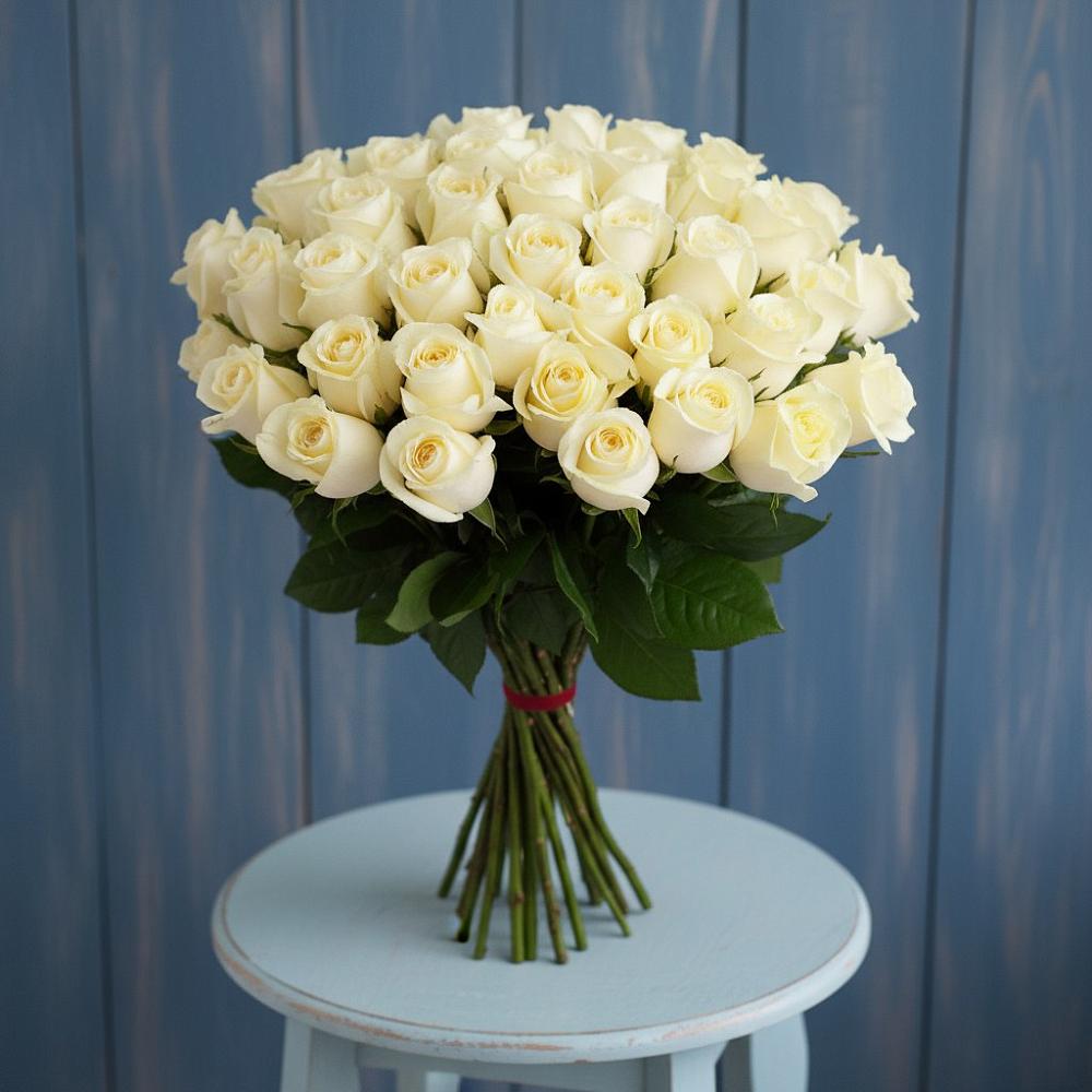 Букет 51 Белая роза Эдлесс Лав в Морках