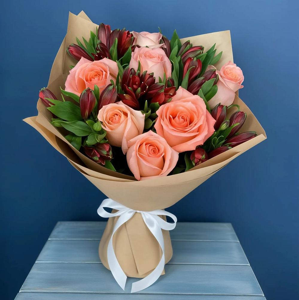 Букет цветов из: Розы и Альстромерии в Морках