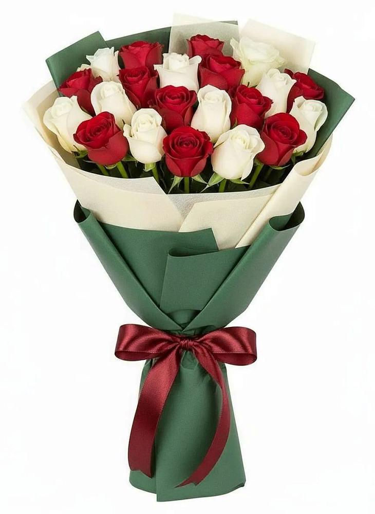 Букет Микс из красных и белых роз в Морках