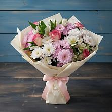 Букет цветов из:  Хризантемы, Альстромерии и Розы в Морках