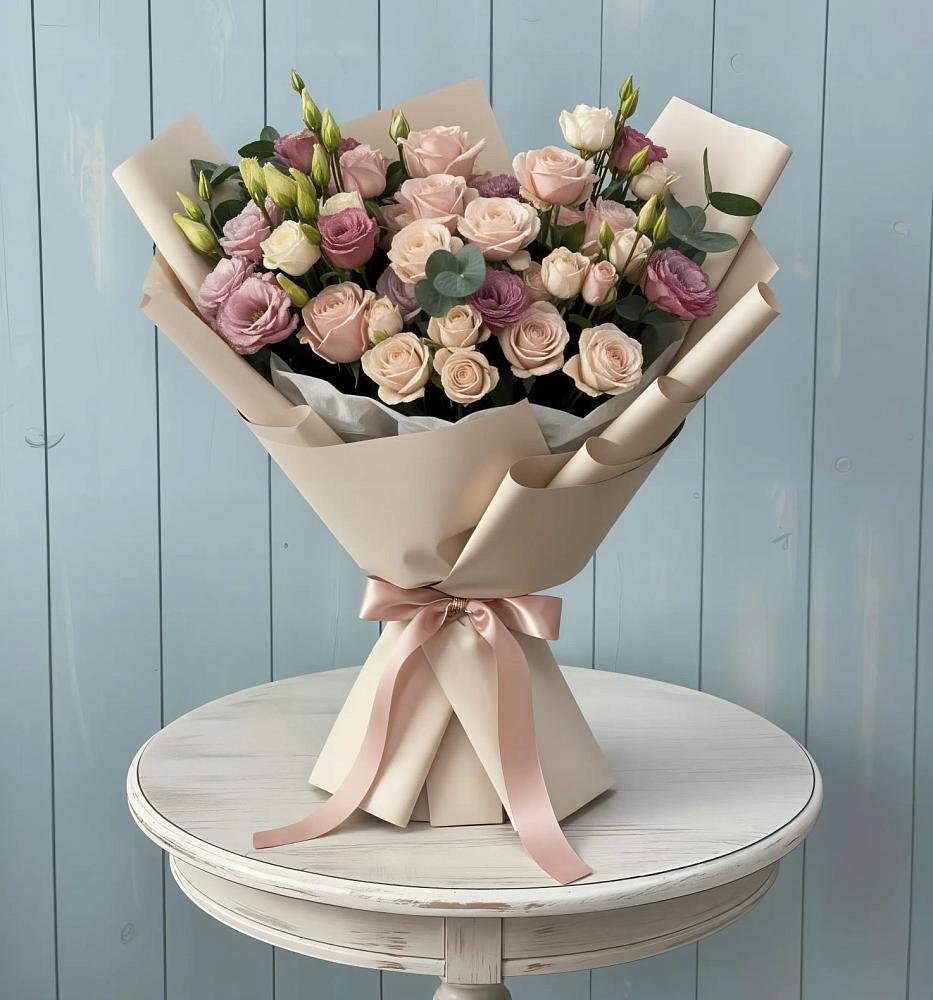 Букет цветов из: Розы и Лизиантусы в Морках