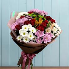 Букет цветов из:  Розы, Хризантемы и Альстромерии в Морках