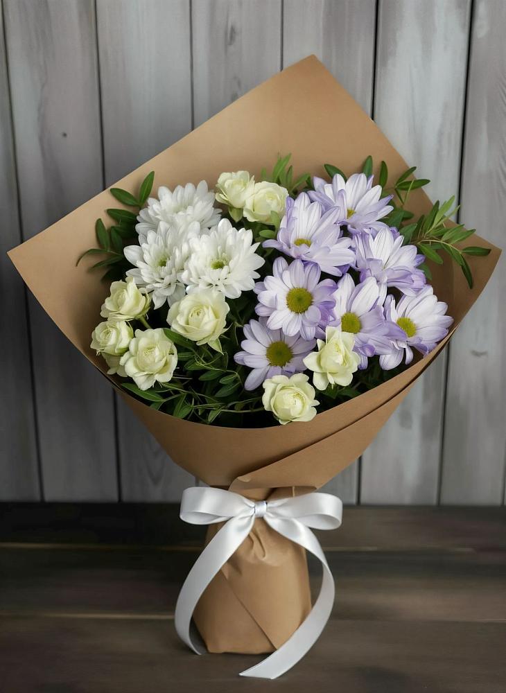Букет цветов из: Хризантемы и Розы в Морках